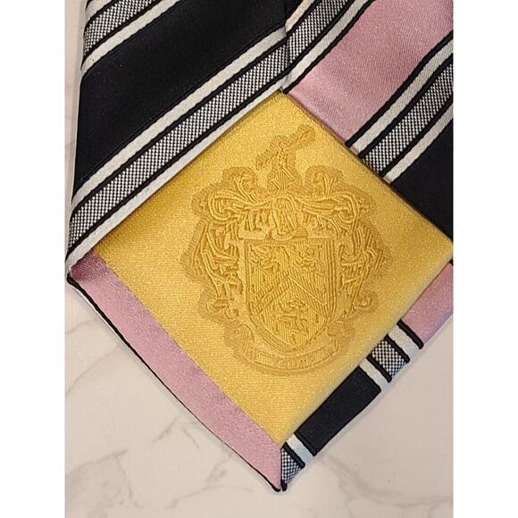 Donald J Trump Signature Neck Tie 100% Silk Pink Black Gray Stripes 59” EUC - Picture 5 of 7